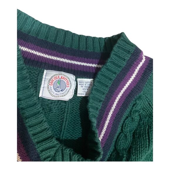 Vintage Cape Isle Knitters Sweater Men’s Green XL 100% Cotton - Picture 2 of 3